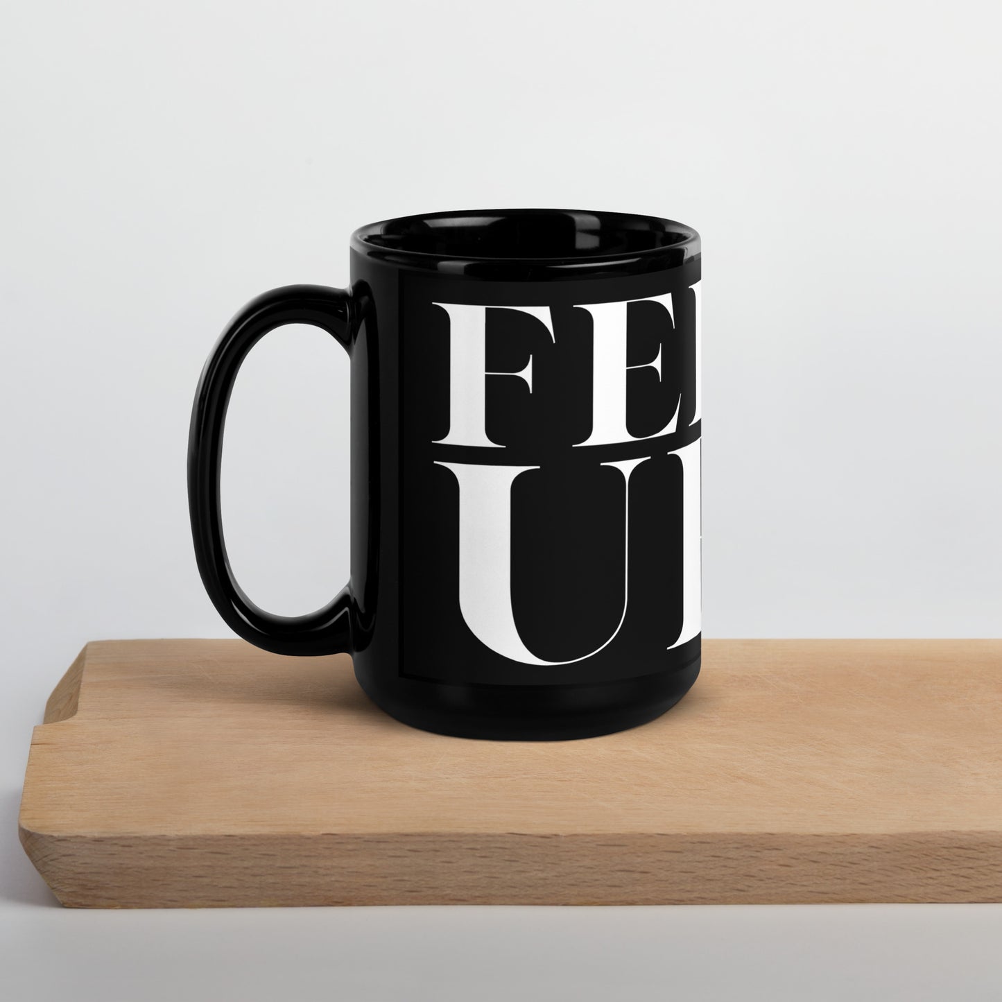 STACKED Black Glossy Mug